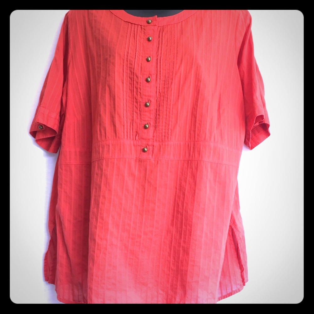 Avenue Plus Size 18/20 Orange Henley Style Top.